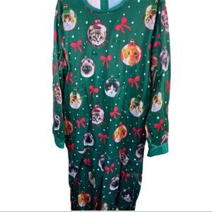 December 25th One Piece Kitty Ornament Christmas Pajamas size large